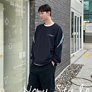 남자등산복 인터크루 바람막이맨투맨 블록코어룩 남자캠핑패션 / 운동패션 딱