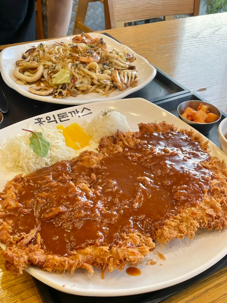  평택 안중 돈까스 맛집 홍익돈까스 해물볶음우동 내돈내산 재방문 후기