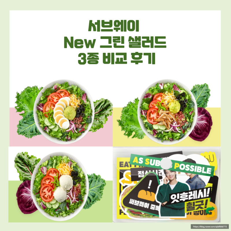 서브웨이 뉴그린 샐러드 3종 비교 후기, 가격, 칼로리, 차은우 굿즈