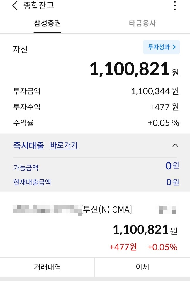  삼성증권 CMA RP계좌에 100만 원 여윳돈 묻어두면 받을 수 있는 하루 이자는?