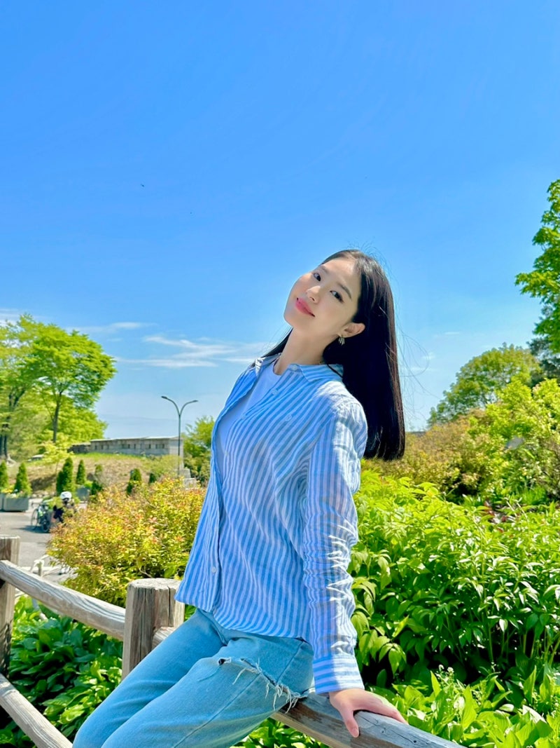 아쿠아스큐텀 여성린넨셔츠 블루 입어본 후기