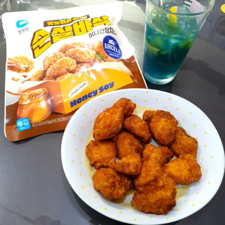  냉동치킨 추천! 청정원 순살바삭 허니간장치킨 에어프라이어 10분이면 땡