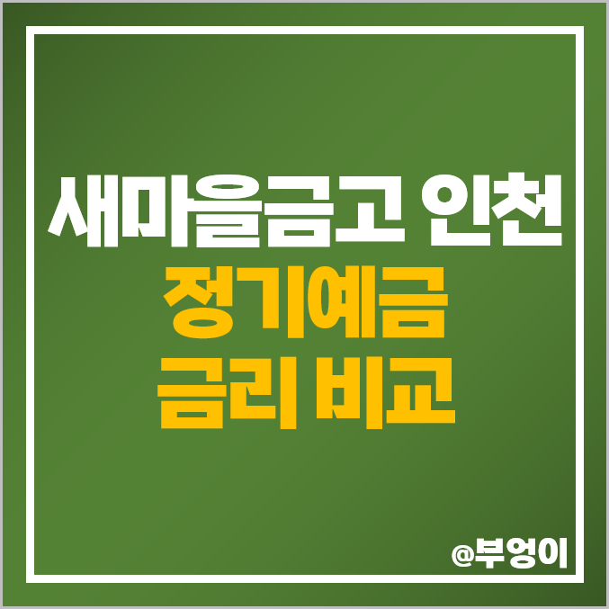 인천 MG 새마을금고 정기예금 금리비교 고금리 예금 특판 추천