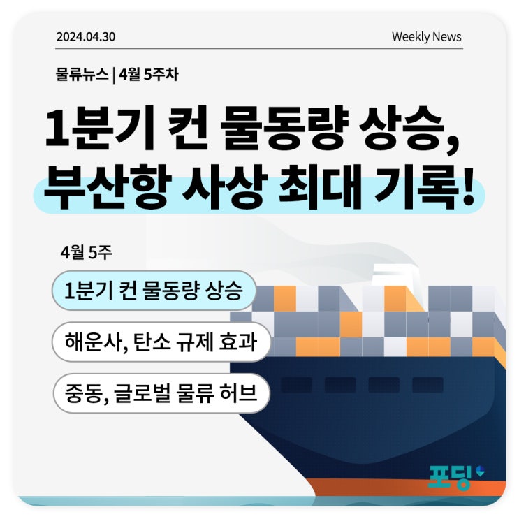  1분기 컨테이너 물동량 상승세, 부산항 사상 최대 기록!