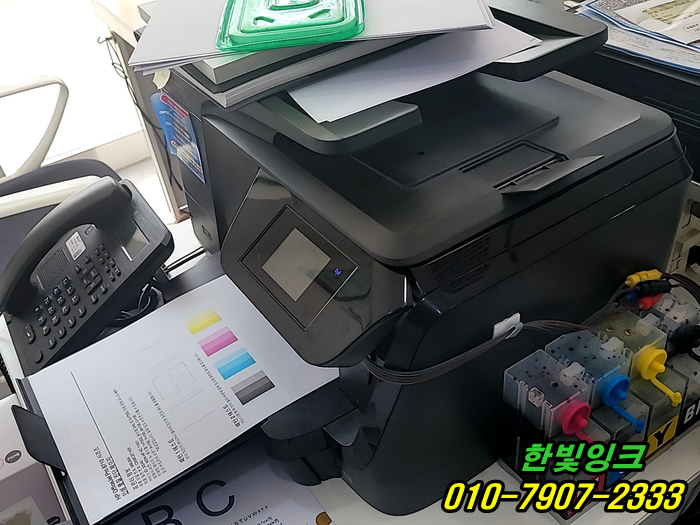 인천시 서구 청라동 프린터수리 HP8710 혼색 색상번짐 무한잉크 헤드 누수로 확인 재생헤드 교체 설치