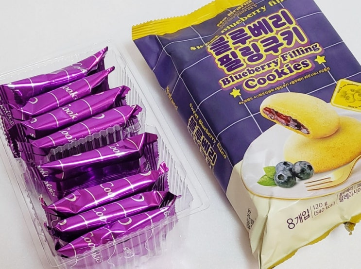   리얼 후기  개당 200원 미만!!! 역대급 혜자템 진한 블루베리 향기의 노브랜드 블루베리필링쿠키 추천