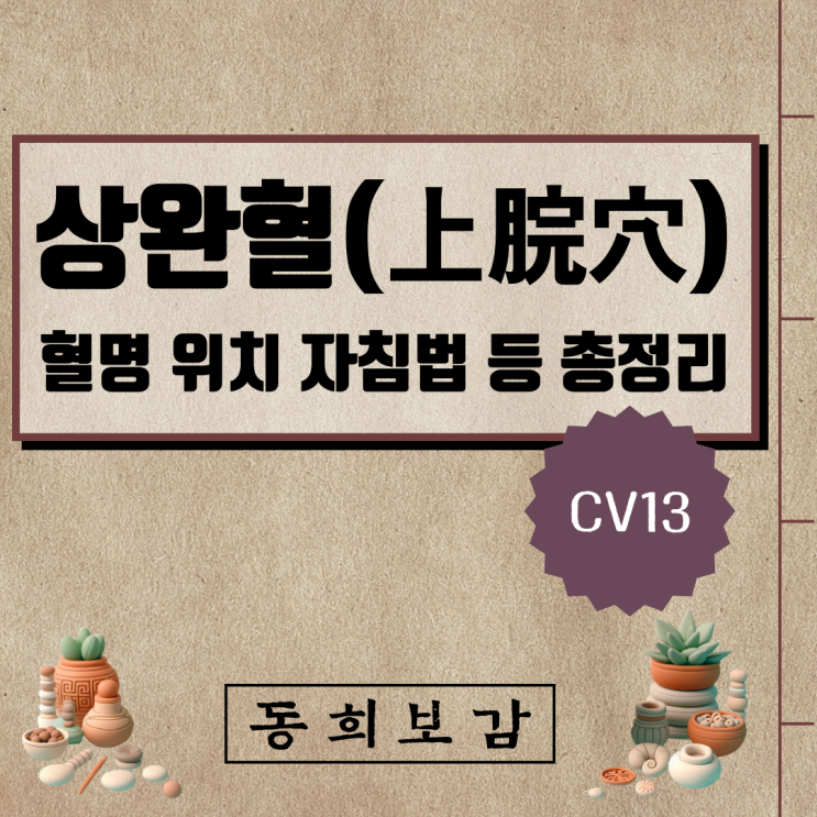  상완혈(上脘穴) CV13, 소속경맥 혈명 위치 특성 자침법 등 총정리