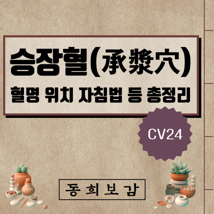  승장혈(承漿穴) CV24, 소속경맥 혈명 위치 특성 자침법 등 총정리