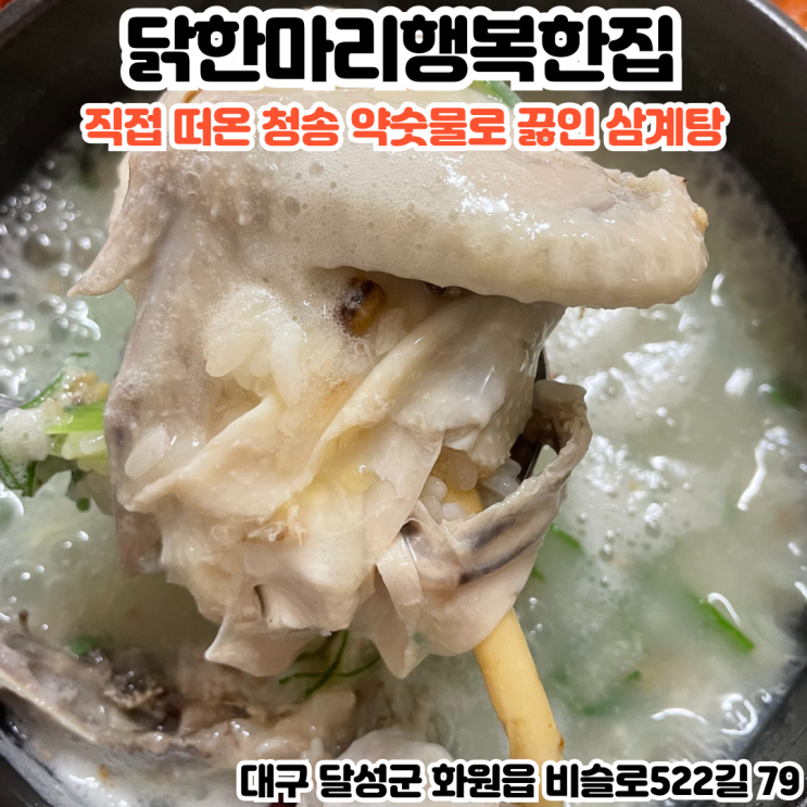  부산INFJ의 맛집여행 - [대구 달성] 닭한마리행복한집 : 직접 떠오는 청송 약숫물로 끓여 담백하고 깔끔한 맛이 일품인 삼계탕과 별미인 닭불고기