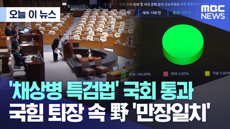 해병대 채 상병 <b>특검법</b> 국회 통과 윤석열 <b>대통령실</b> 거부권 시사... 