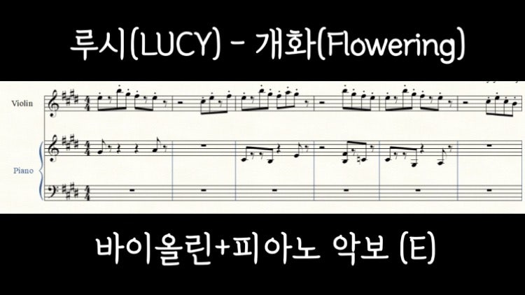 루시 - 개화 - 바이올린&피아노 악보 (3가지 버전, 원곡키/반음내림/온음내림)