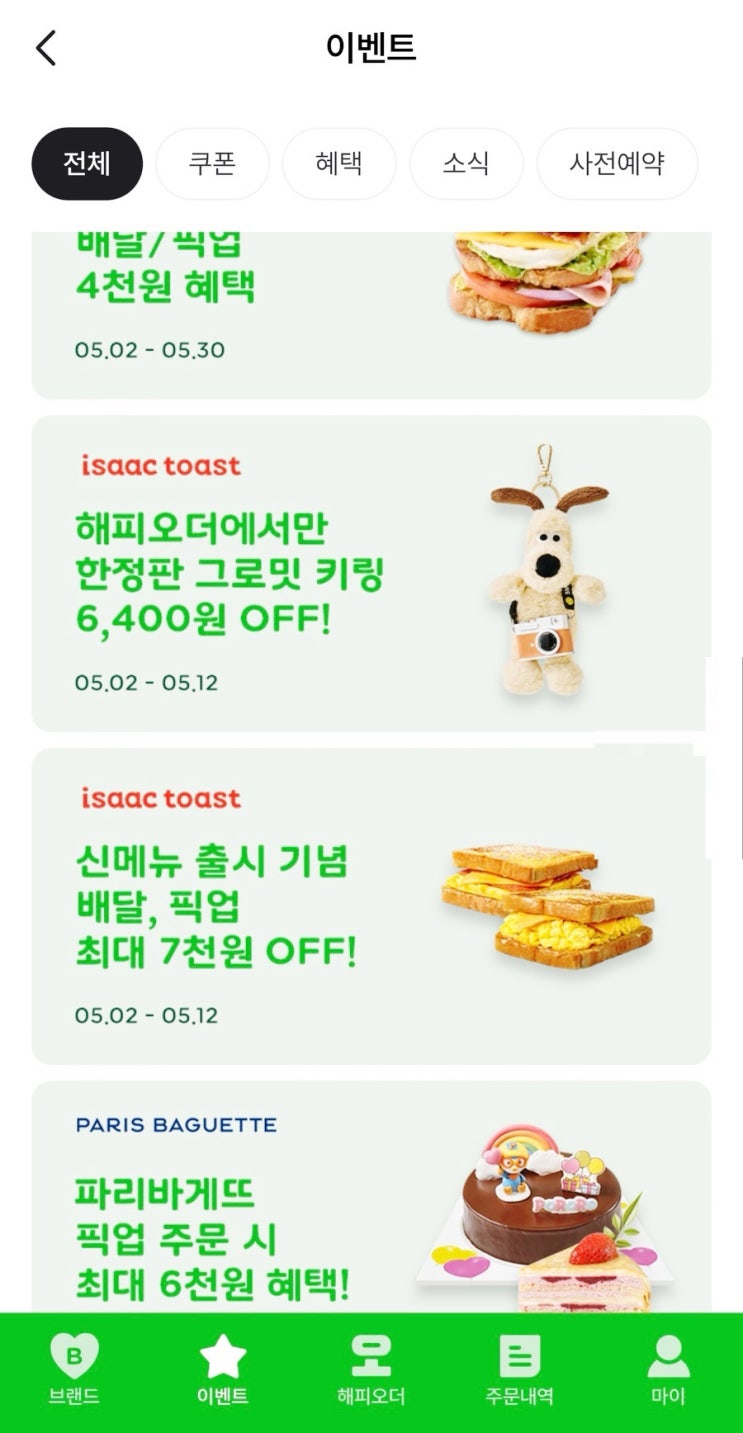  2024 이삭토스트 그로밋 카메라키링 해피오더 할인쿠폰 행사