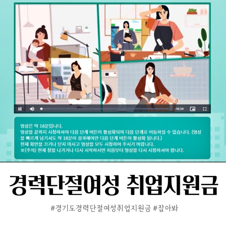  경기도 경력단절여성 지원금 18분 교육 듣고 40만원 받기