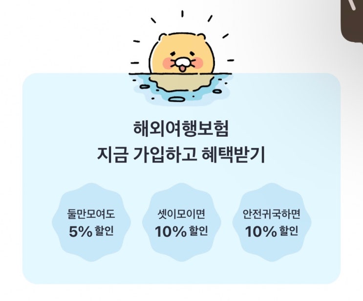  [여행자보험] 카카오페이 해외여행 보험 추천(안전귀국시 10% 환불) _ 내돈내산