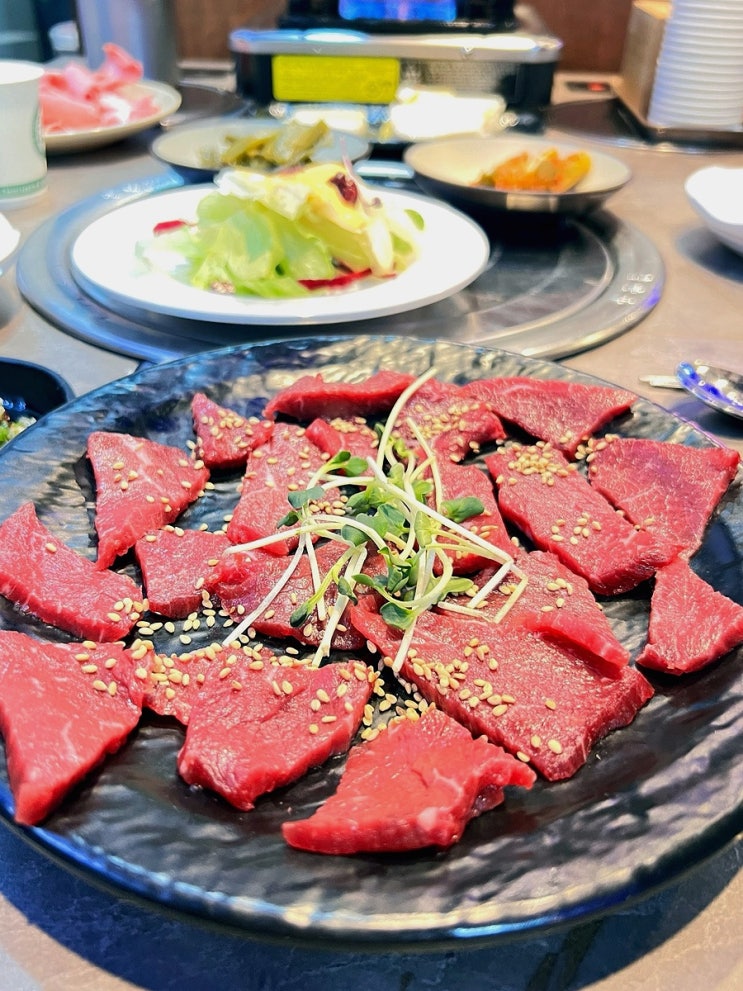  숨겨진 양재 맛집 토종한우 뭉티기 정육식당 신선한 육사시미 쫀득 1++ 명품 리뷰