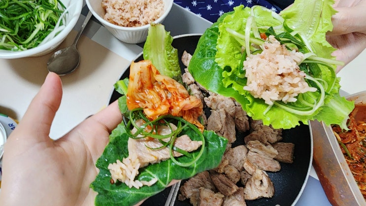  무농약 수경재배 초원새싹농장 모듬 쌈채소 고기랑 맛있었어요