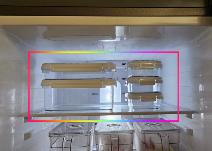  냉장고 수납tip - 용기는 같은 사이즈끼리