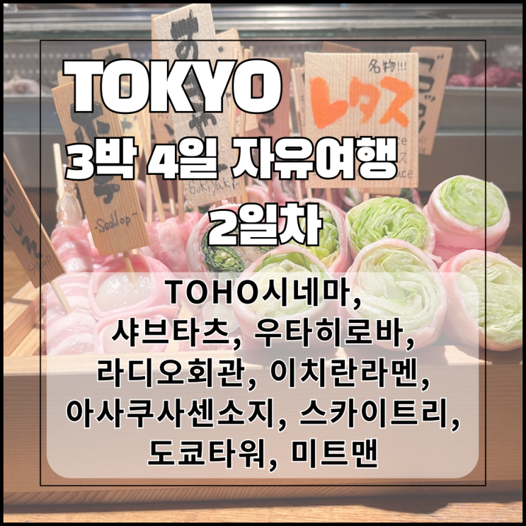  4월) 도쿄 3박 4일 여행 2일차 - 미트맨, 샤브타츠, 스카이트리, 도쿄노래방, 도쿄영화관