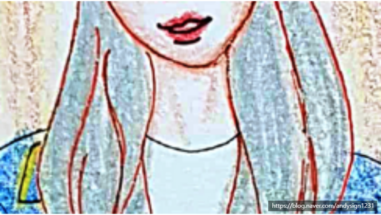 모자를 눌러쓴 패션모델 펜 색연필 인물화 그림 드로잉 일러스트 작품 그리기