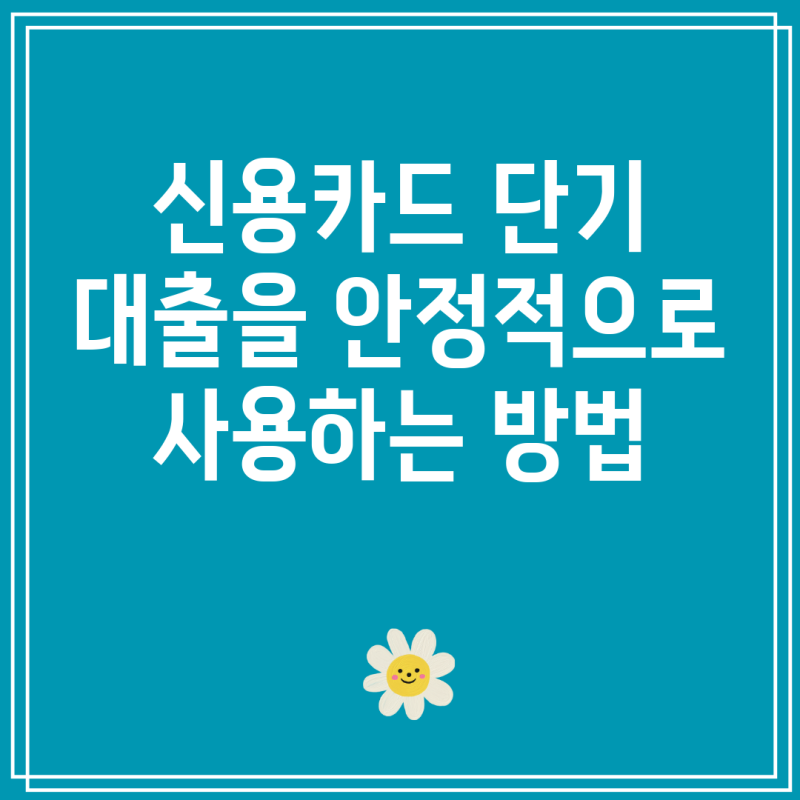 신용카드 단기 대출을 안정적으로 사용하는 방법