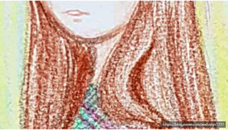  캠코더로 녹화한 색연필 인물화 그림 드로잉 일러스트 작품 그리기
