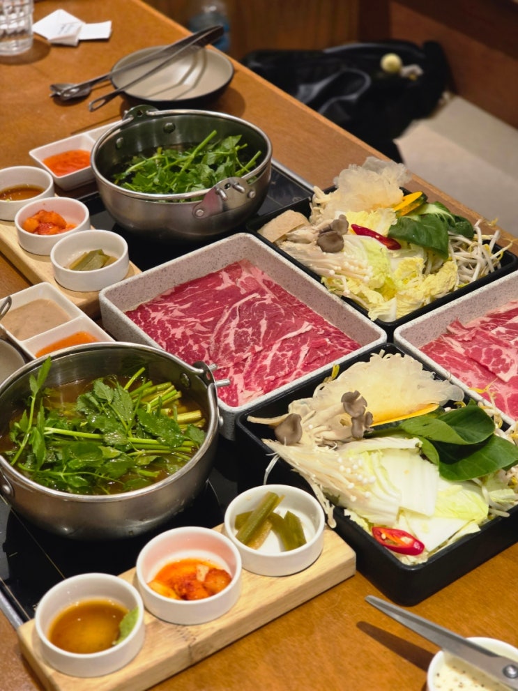  대전 둔산동 맛집 솔밭샤브 신메뉴 미나리샤브 후기