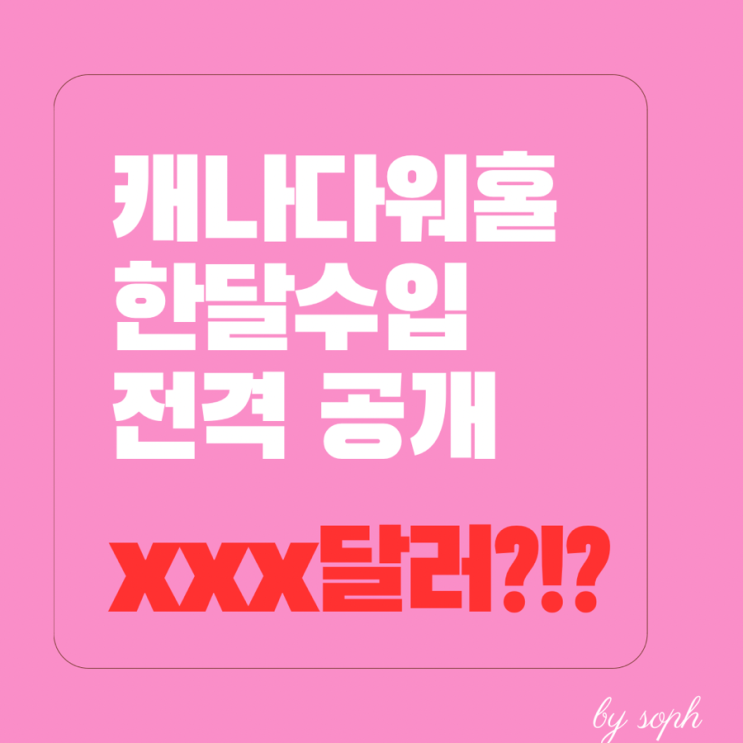  캐나다워홀 돈 수입 전격공개