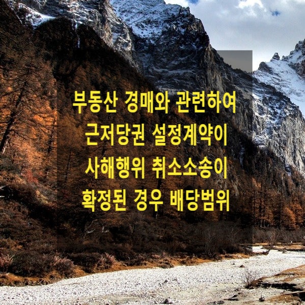  부동산 경매와 관련하여 근저당권설정계약이 사해행위취소소송이 확정된 경우 배당범위(배당이의의 소)
