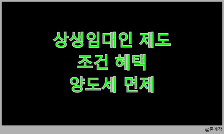  상생임대인 제도 조건 혜택 양도세 면제