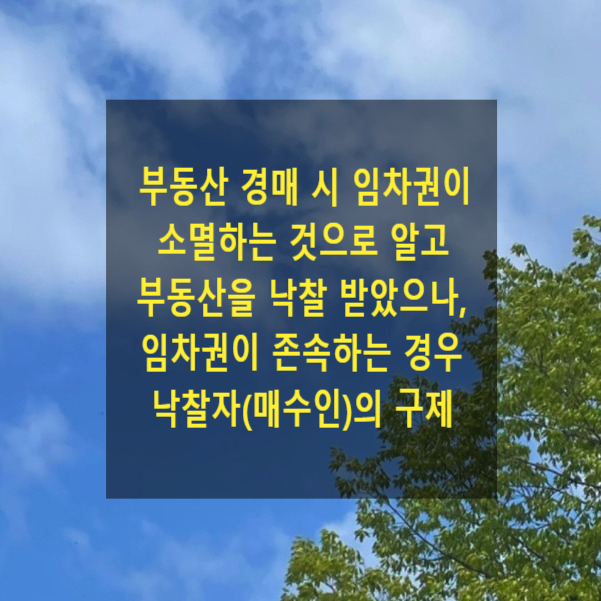  부동산 경매 시 임차권의 대항력이 소멸하는 것으로 알고 부동산을 낙찰 받았으나, 임차권의 대항력이 존속하는 경우 낙찰자의 구제