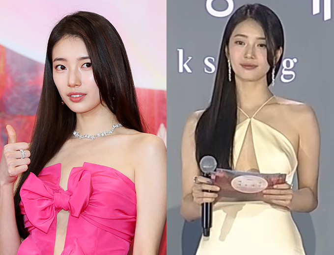 수지, 가슴골 '뻥 뚫린' 노출 파격 드레스...목걸이는 5억대 수지, 가슴골 '뻥 뚫린' 노출 파격 드레스...목걸이는 5억대