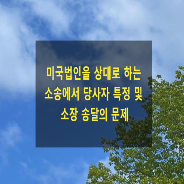  미국법인을 상대로 하는 소송에서 당사자 특정 및 소장 송달의 문제(영사송달,헤이그송달)