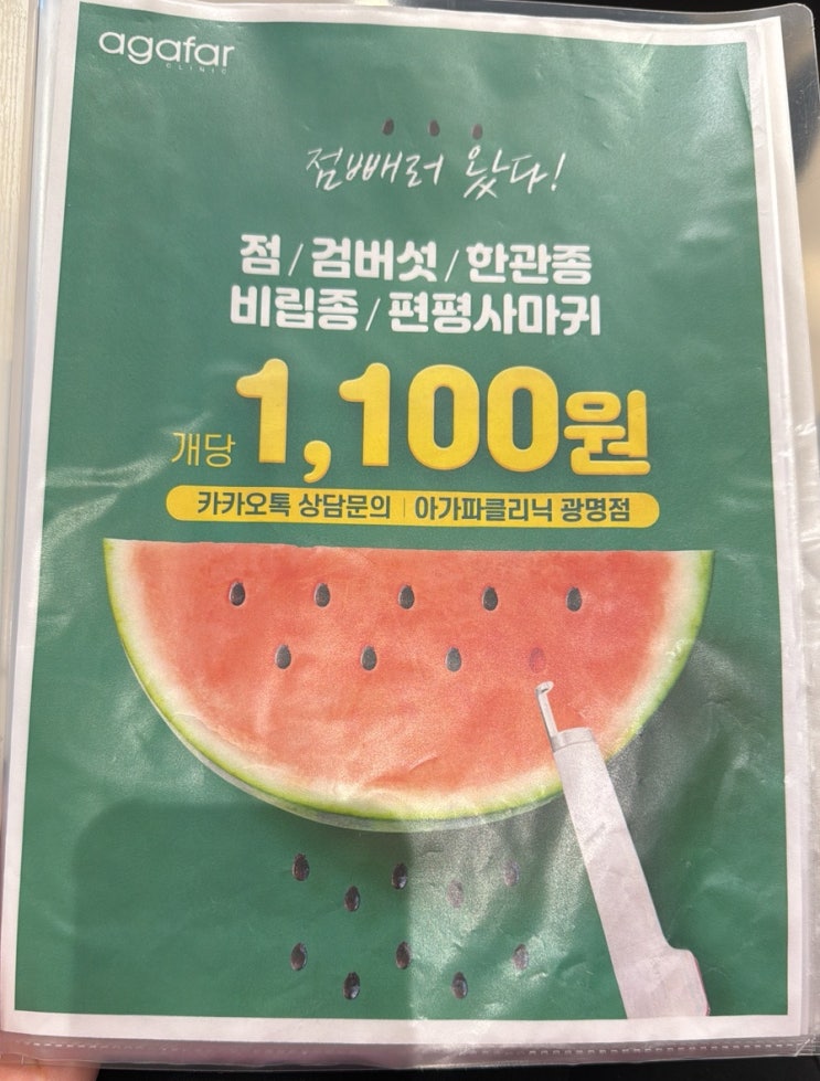  1100원 쥐젖,점 저렴하게 빼고 온 찐후기 아가파의원 광명점