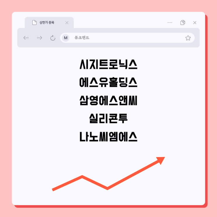  시지트로닉스 에스유홀딩스 삼영에스앤씨 실리콘투 나노씨엠에스 상한가 종목