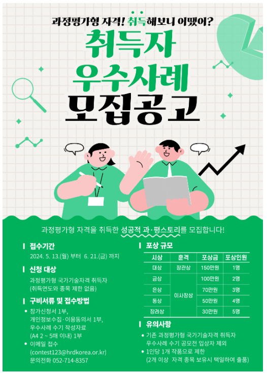 과정평가형 국가기술자격 ‘우수사례’ 찾습니다. 과정평가형 국가기술자격 ‘우수사례’ 찾습니다.