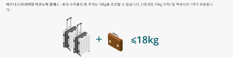  베트남 항공 수하물 규정 및 기내 반입 크기