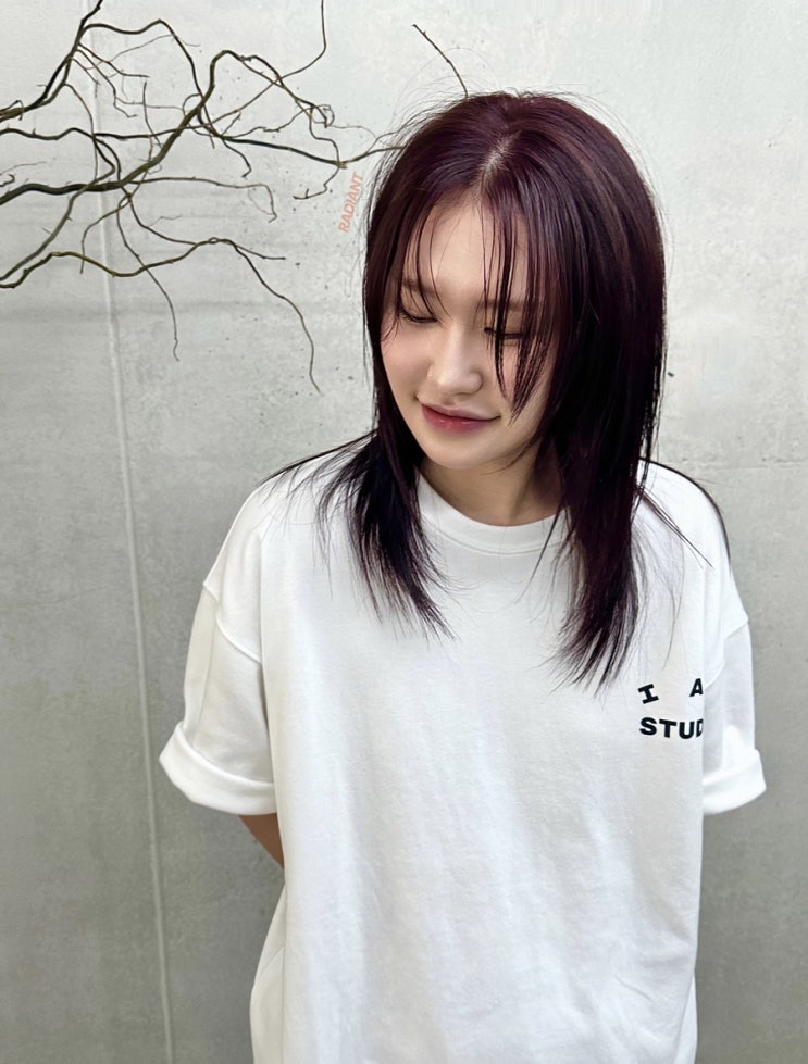 탈색없는 레드염색 레이어드컷 윈터염색 잇지유나 염색 / 합정 레디언트 페기