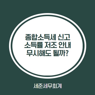  종합소득세 신고안내문, 소득률 저조 안내 무시해도 괜찮을까?