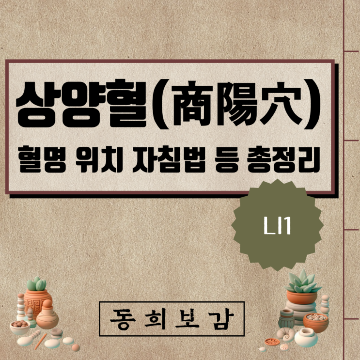 상양혈(商陽穴) LI1, 소속경맥 혈명 위치 특성 자침법 등 총정리