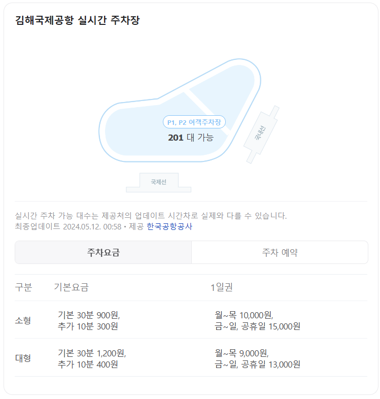 김해공항 국내선 국제선 여객주차장 P2(3,4층) 주차예약방법