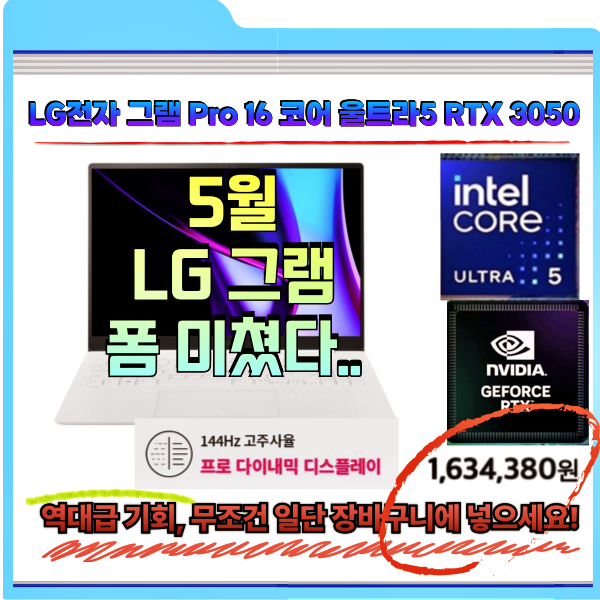 LG전자 그램 Pro 16 울트라 Ultra 5 125H RTX 3050 16Z90SP EA5CK 리뷰 대학생 직장인 프리랜서 최고급 휴....