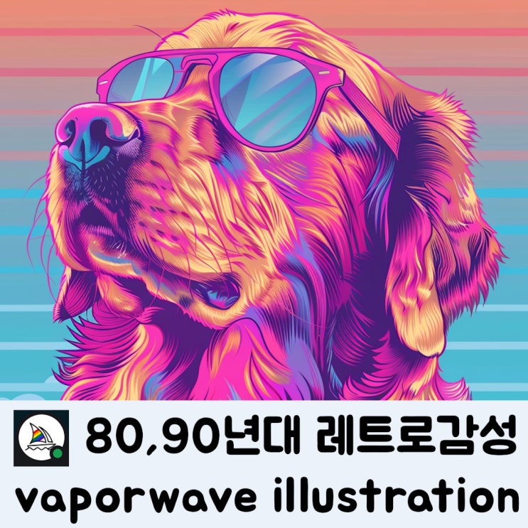 [미드저니 AI] 환상적인 80년대 & 90년대의 레트로 감성, Vaporwave Illustration