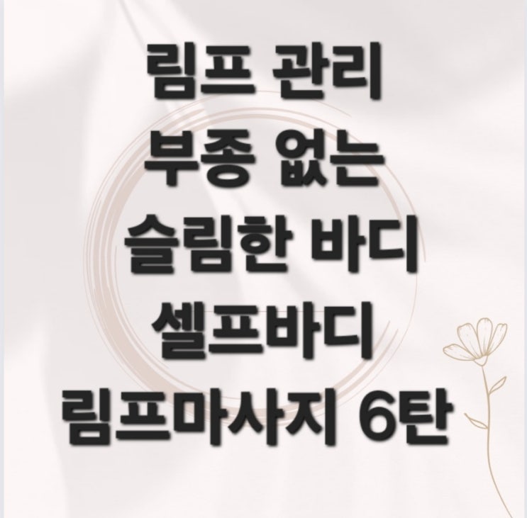  림프 관리 부종 없는 슬림한 바디 셀프바디림프마사지 6탄