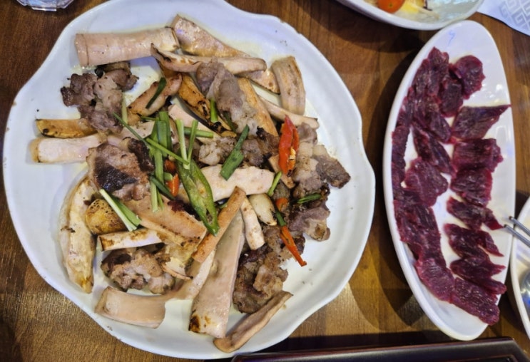  부산뭉티기맛집 동래뭉티기통문어 당일도축 생고기 뭉티기