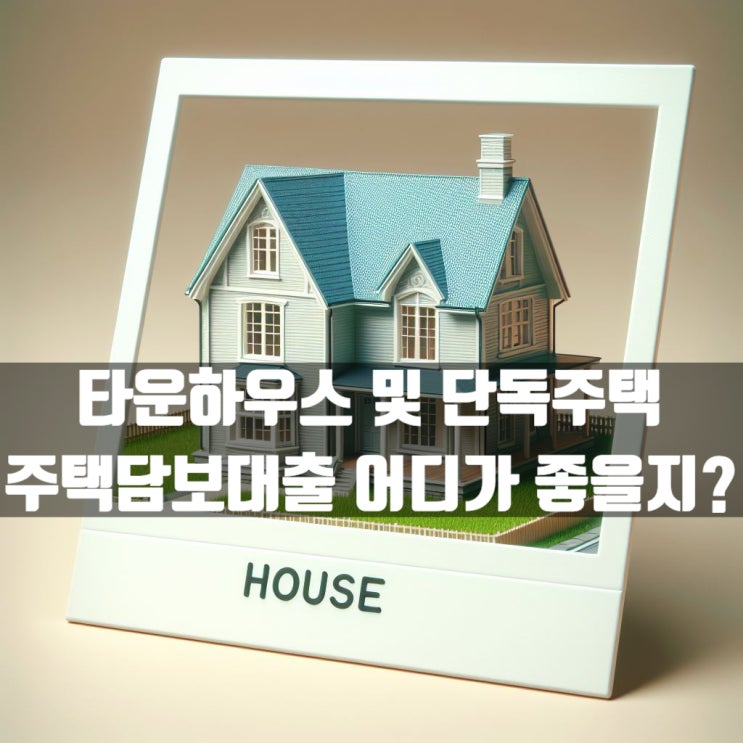  타운하우스 및 단독주택 담보대출 좋은 은행은 어디?