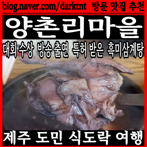 신제주 노형동 밥집 양촌리마을 제주시 삼계탕 맛집 대회수상 방송출연 특허받은 흑미삼계탕