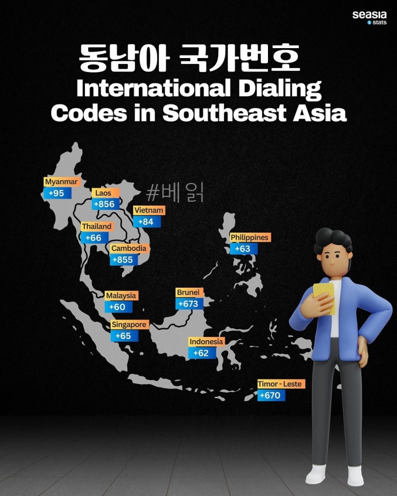 인포그래픽] 동남아 국가번호 지도 : 네이버 블로그