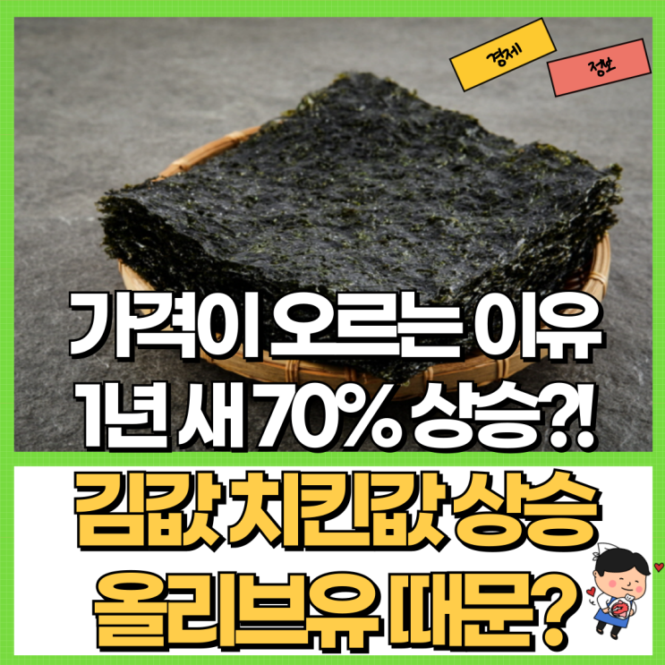  김값 치킨값 인상 이유는 바로 올리브유 때문? Ft. 가격