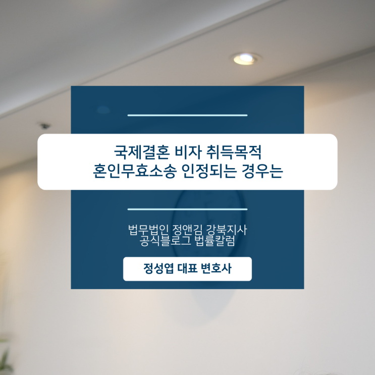  국제결혼 비자 취득목적 혼인무효소송 인정되는 경우는