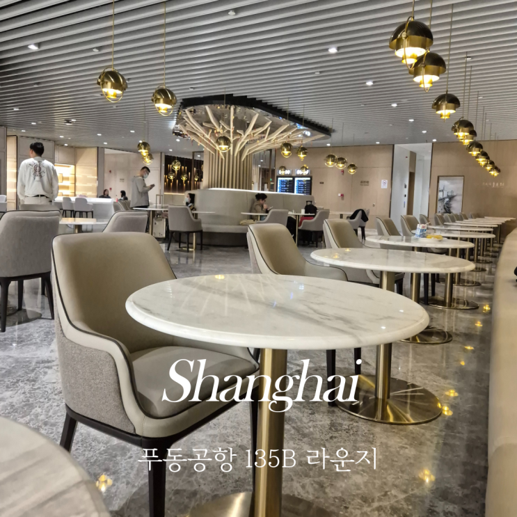  상하이 푸동공항 VIP 135B 라운지 환승 경유 휴식을 위한 시설 및 음식